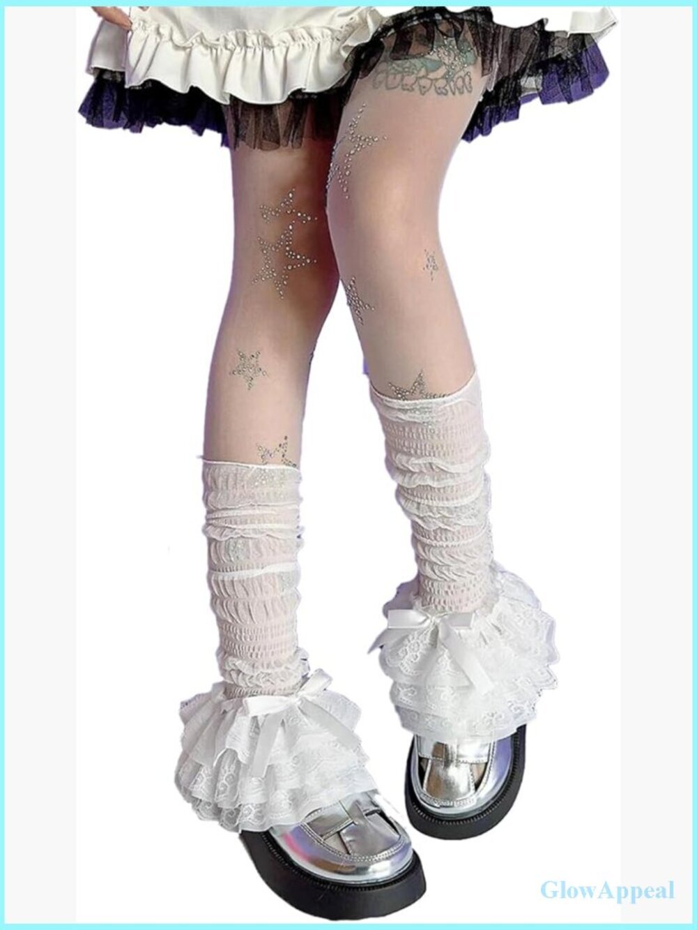 Y2K Lace Bow Leg Warmers Kawaii Lolita Socks Loose High Socks Student